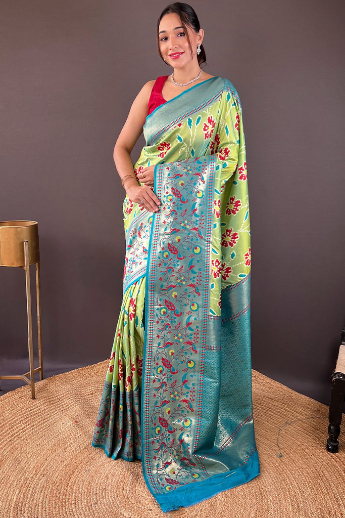 Android Green Soft Paithni silk saree