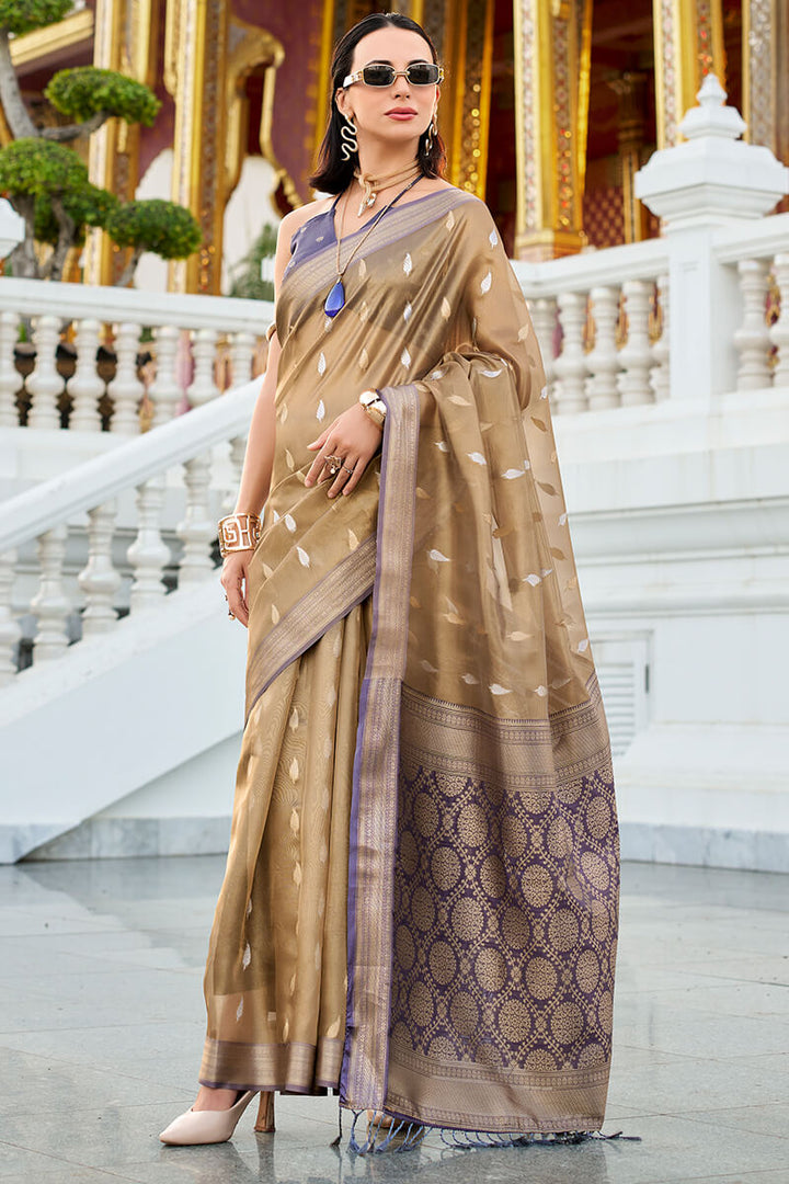 Camel Brown Tissue Silk Saree