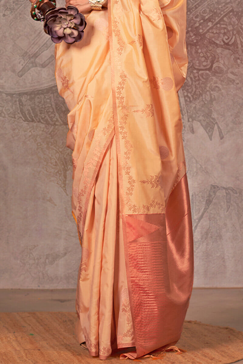 Cashmere Beige Banarasi Two Tone Silk Saree