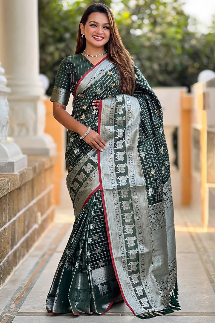 County Green Soft Banarasi Silk Saree