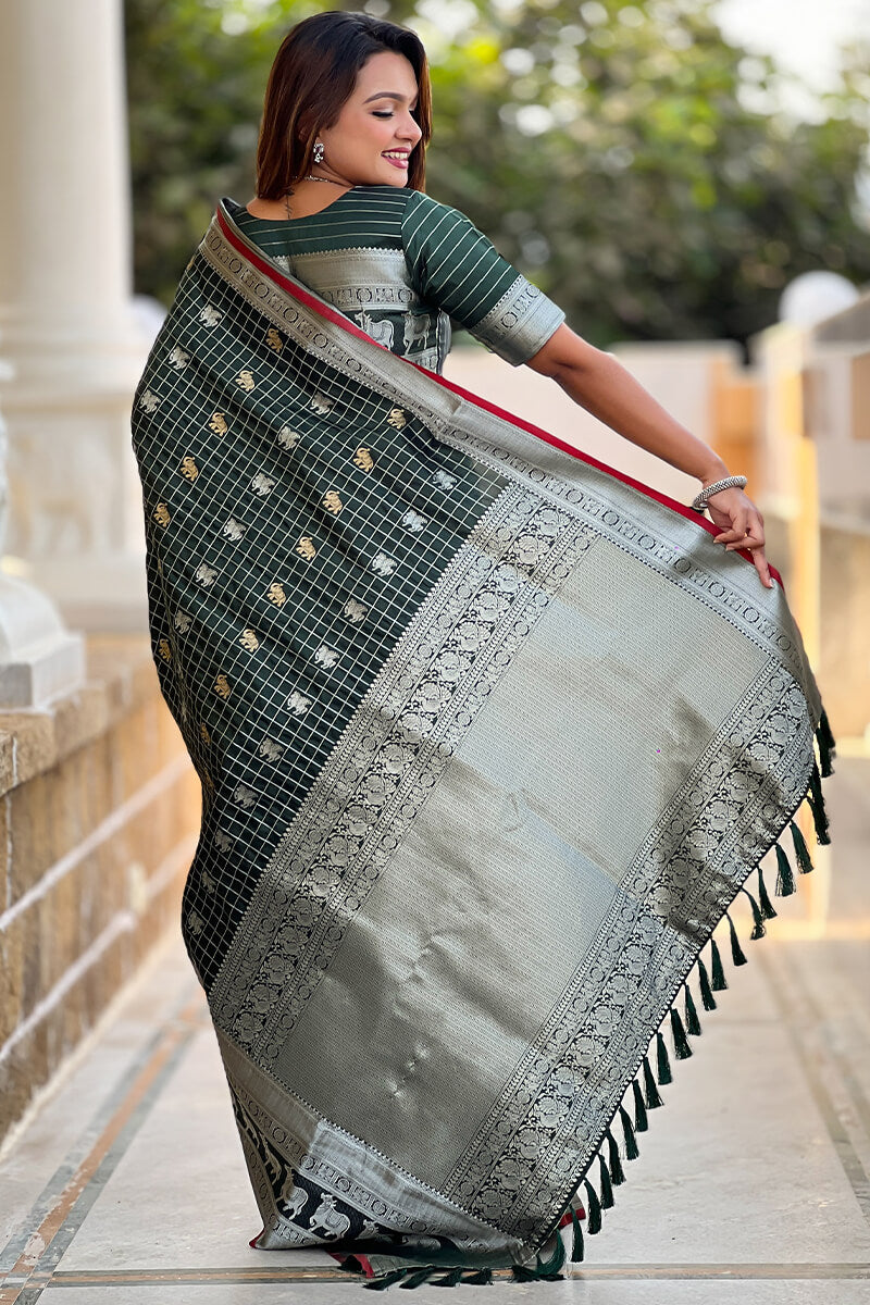 County Green Soft Banarasi Silk Saree