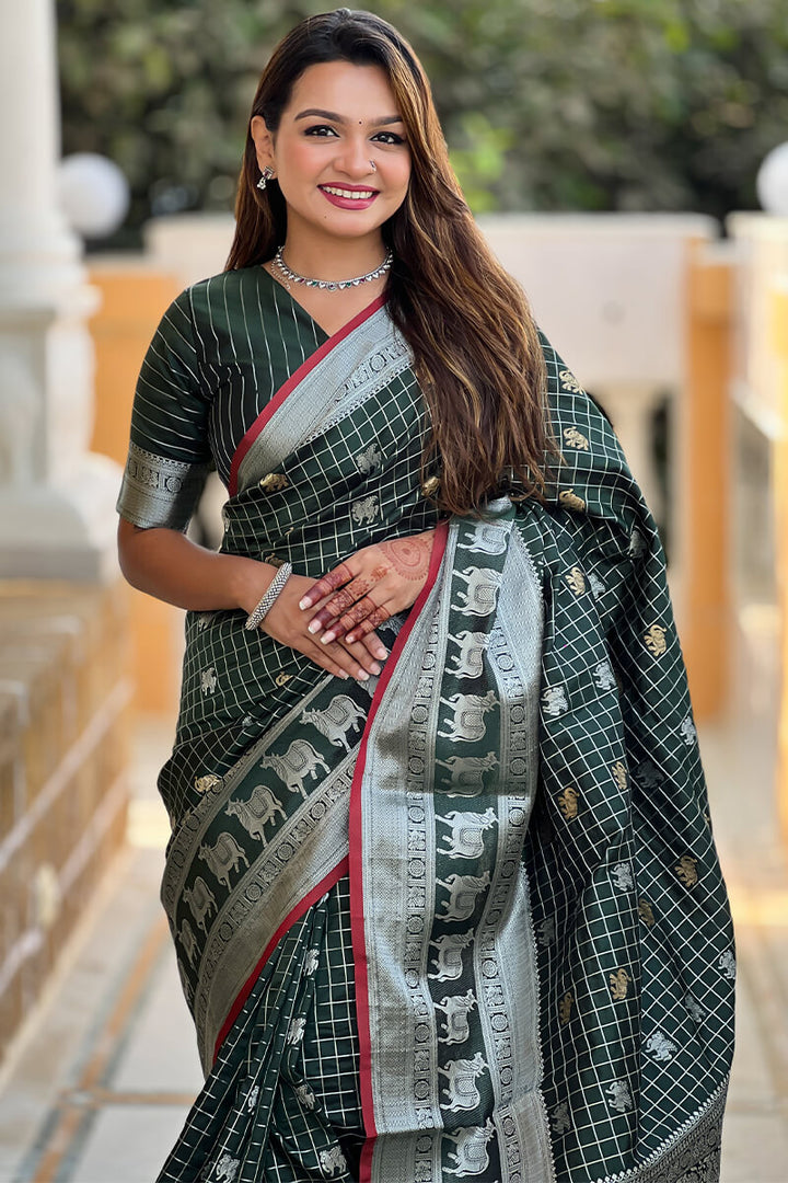 County Green Soft Banarasi Silk Saree