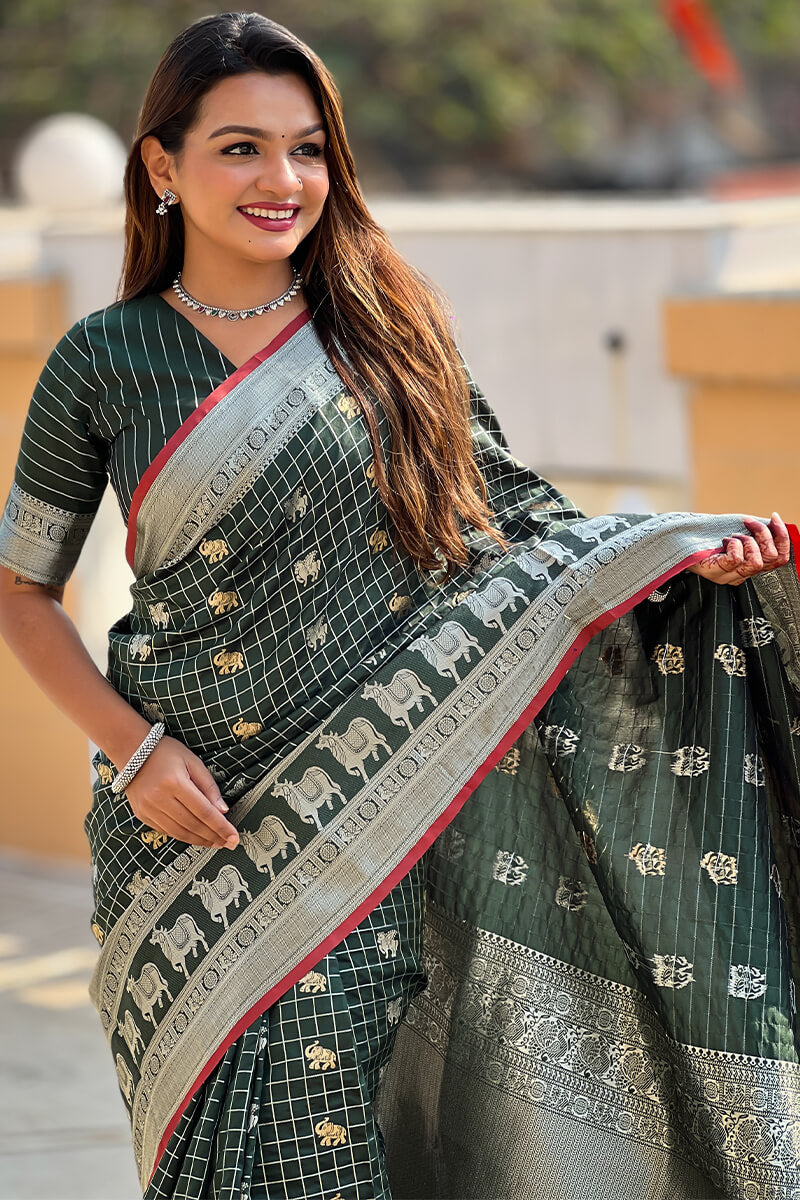 County Green Soft Banarasi Silk Saree