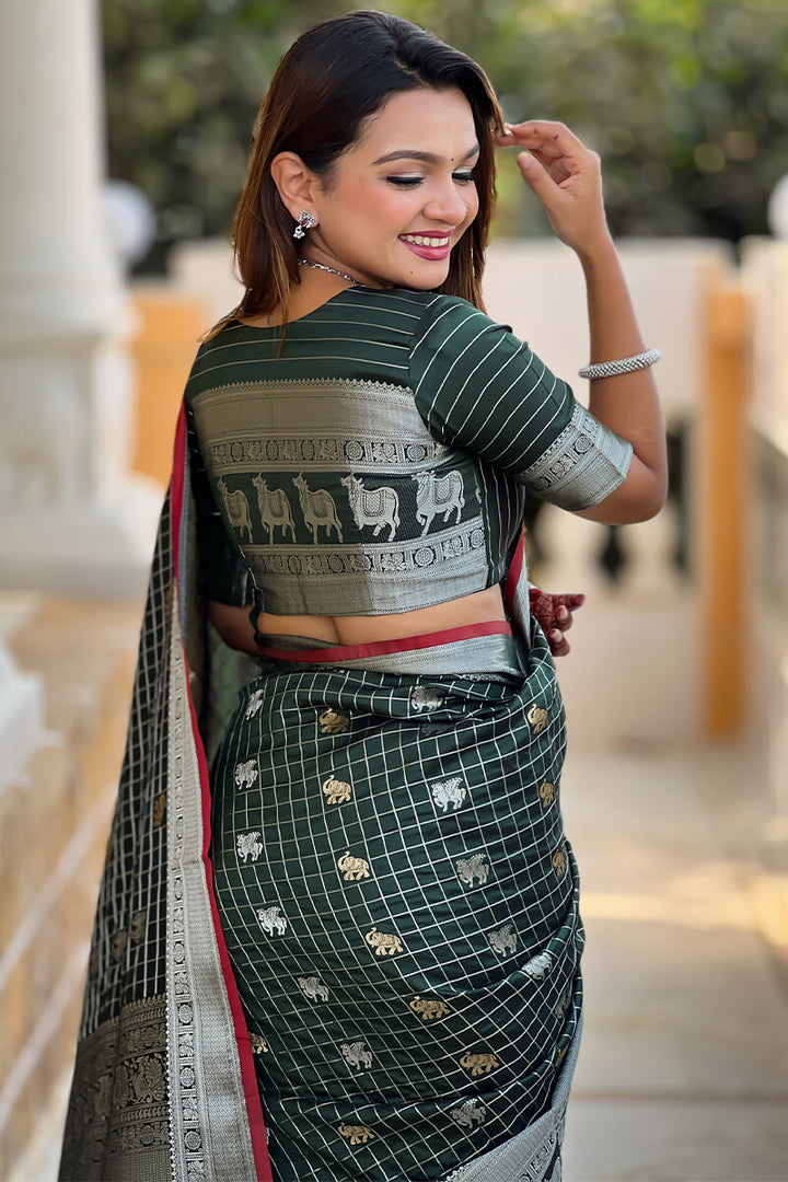 County Green Soft Banarasi Silk Saree