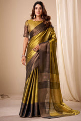 Dark Gold Banarasi Tissue Silk Saree