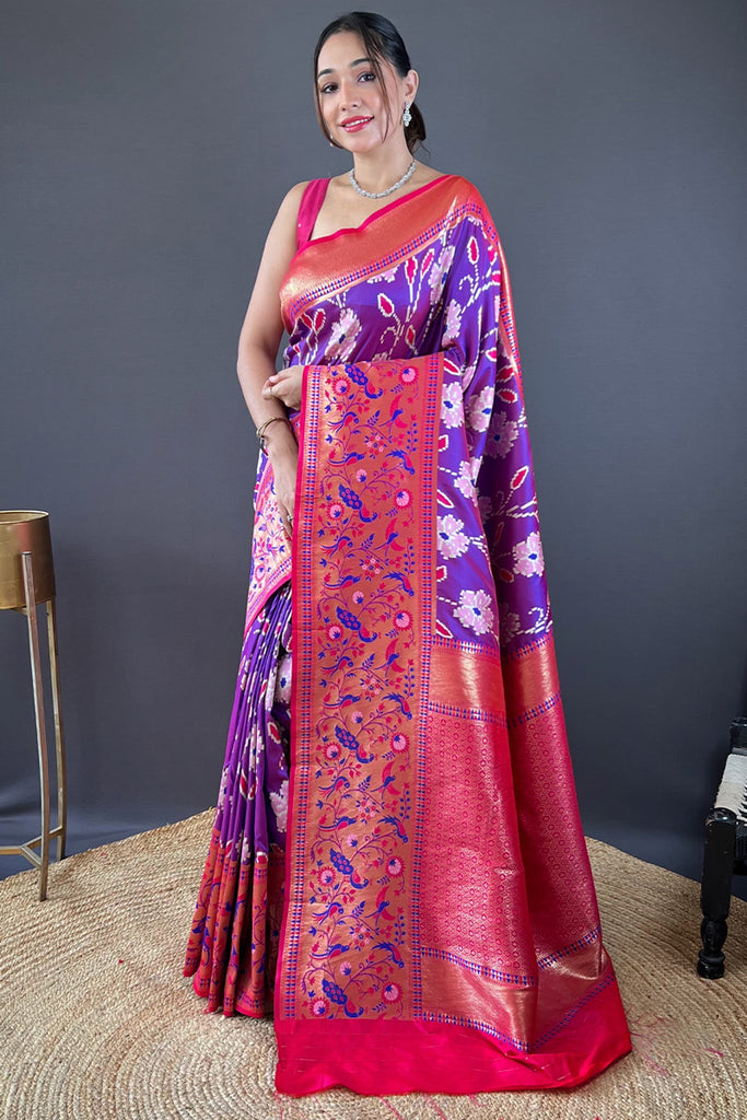 Dark Violet Soft Paithni silk saree