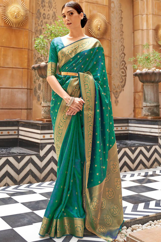 Deep Sea Green Kanjivaram Silk Saree