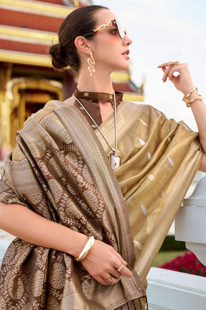 Desert Brown Tissue Silk Saree
