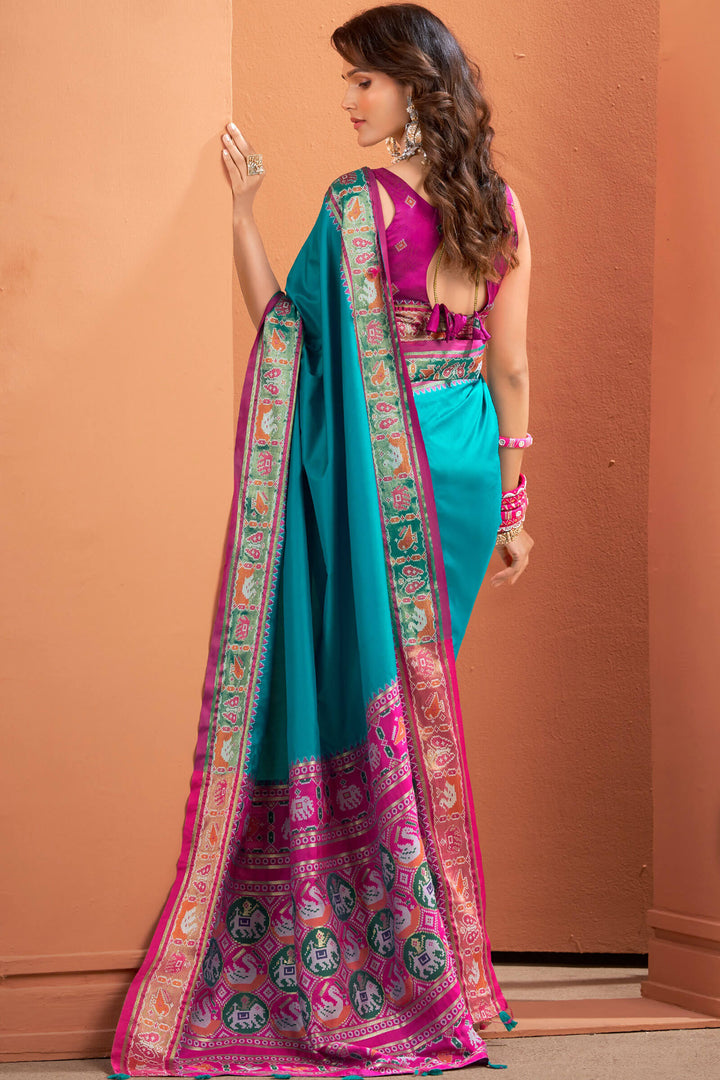 Eastern Blue Patola Silk Saree