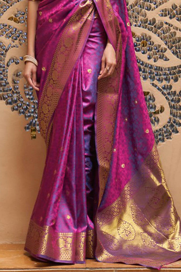 Flirt Purple Kanjivaram Silk Saree