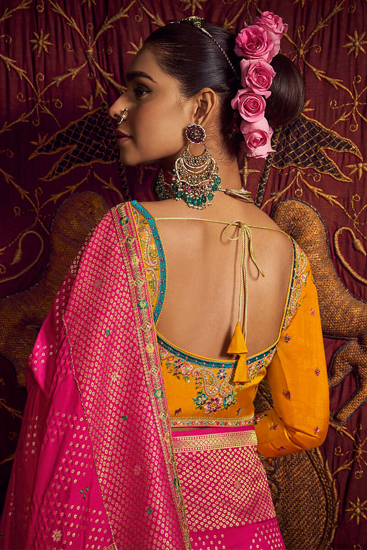 Folly Pink Pure Viscose Dola Silk Saree With Embroidery Blouse
