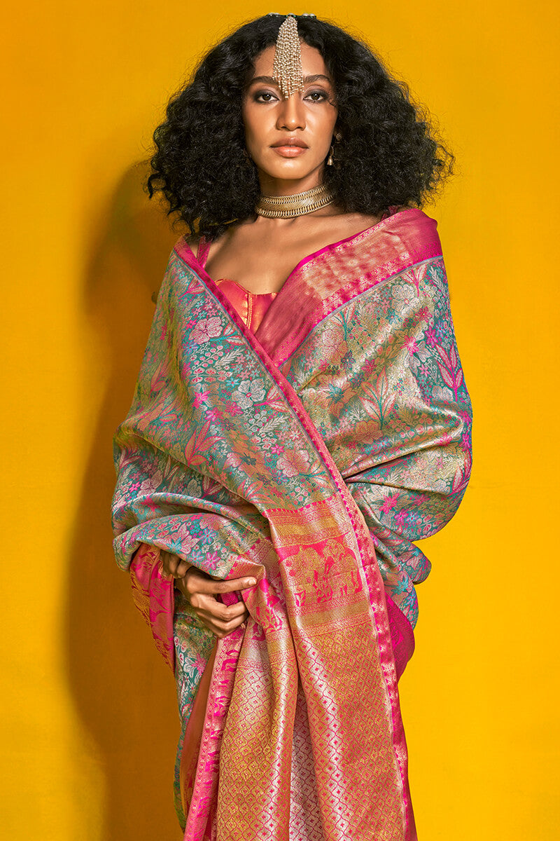 Greenish Blue Kanjivaram Silk Saree