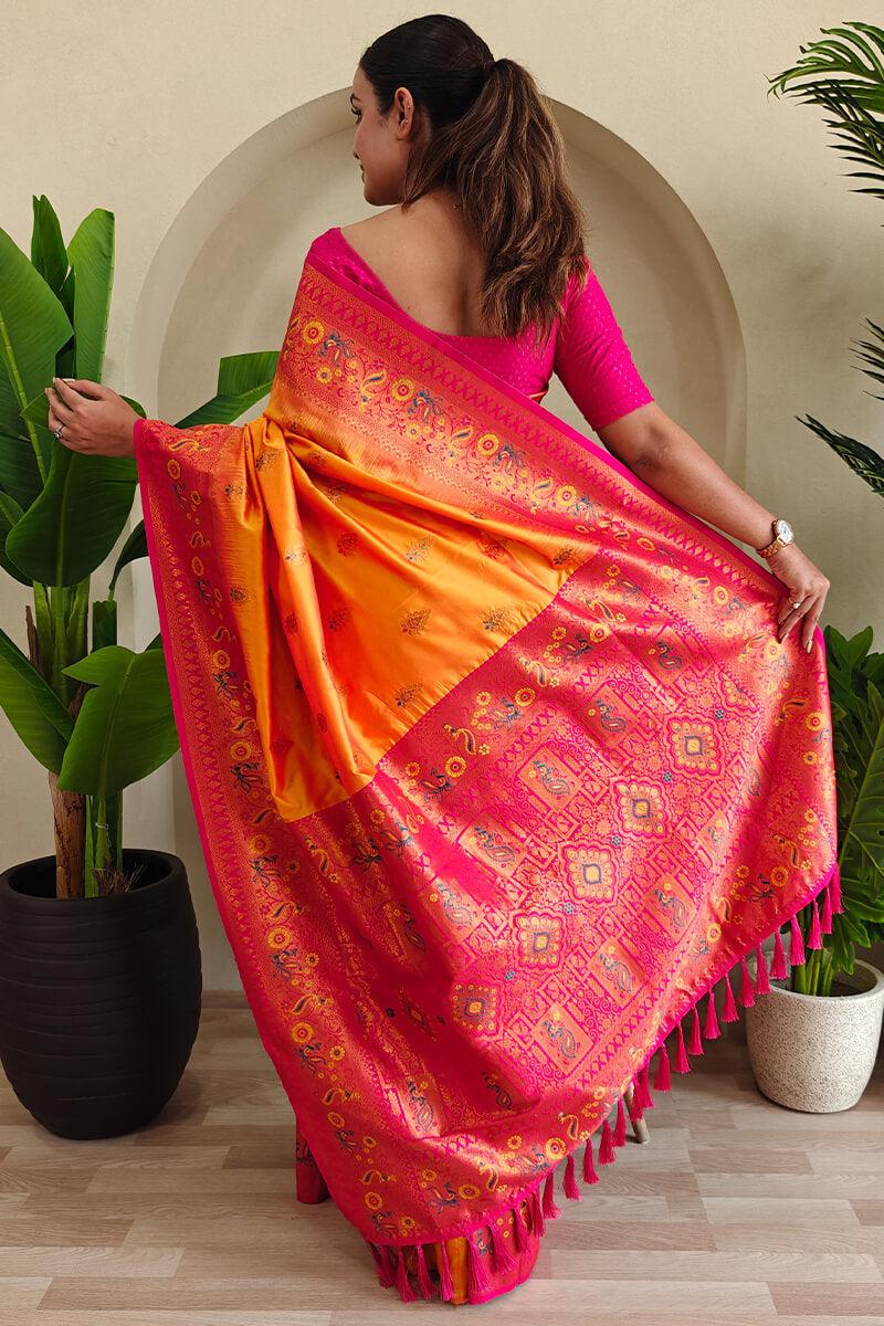 Koromiko Yellow Zari Woven Banarasi Silk Saree