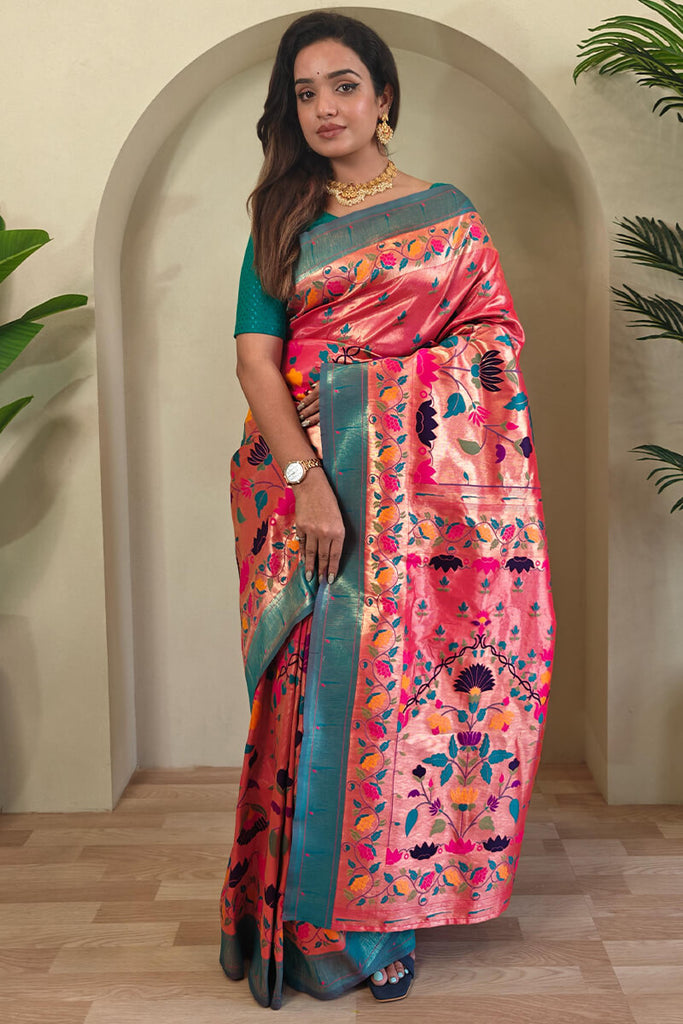 Lotus Pink Paithani Silk Saree