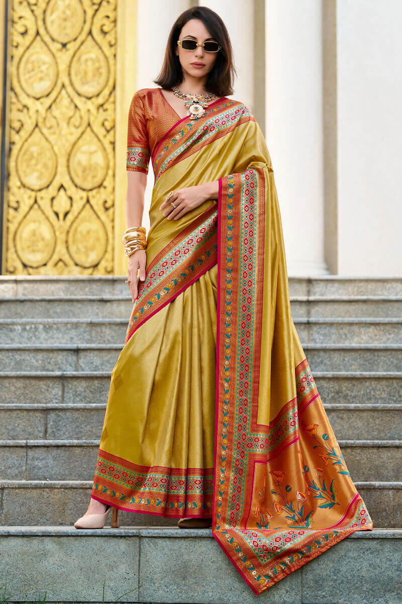 Luxor Gold Paithani Tissue Silk Saree