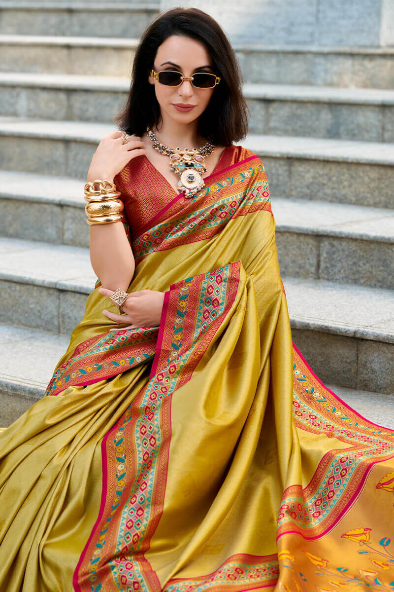 Luxor Gold Paithani Tissue Silk Saree