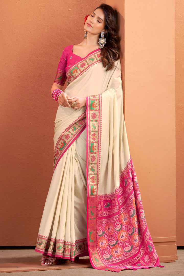 Maize Beige Patola Silk Saree