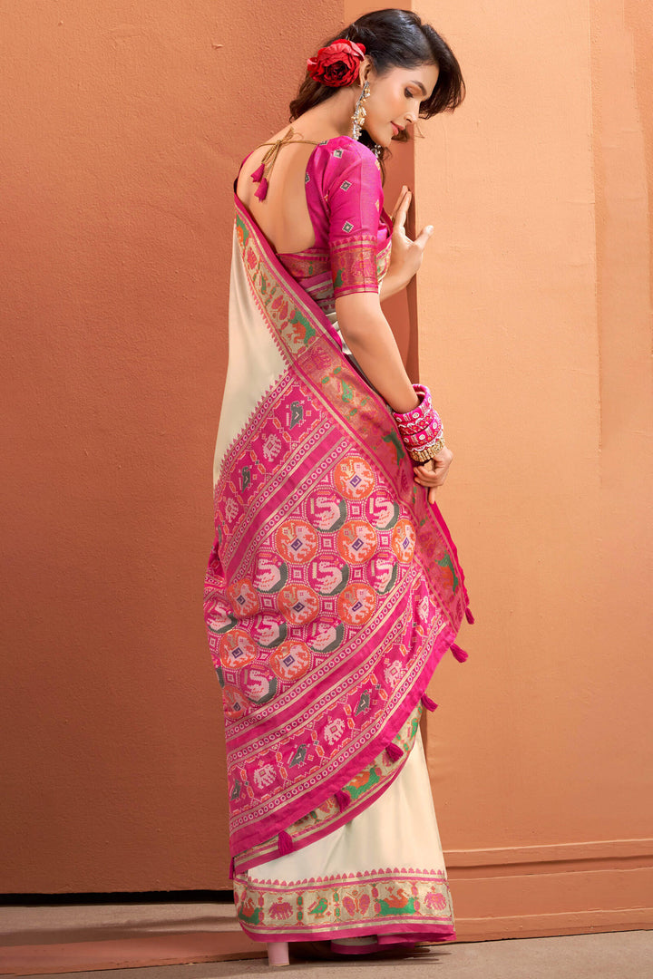 Maize Beige Patola Silk Saree