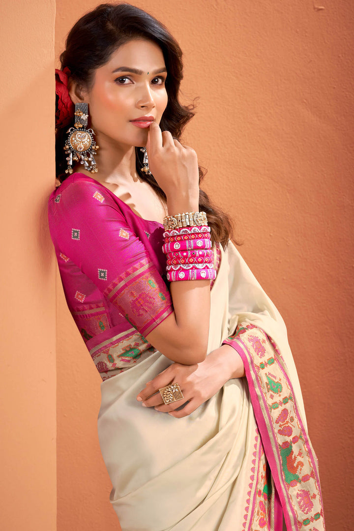 Maize Beige Patola Silk Saree