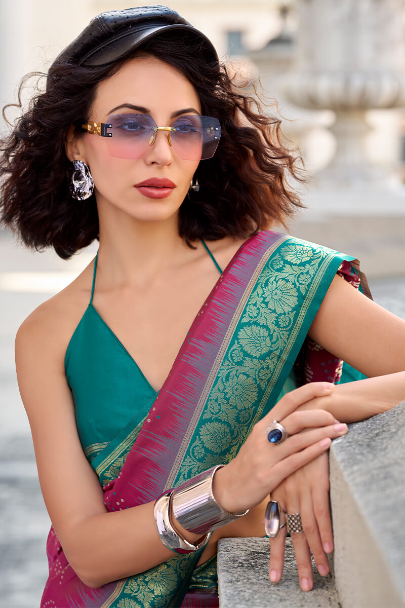 Mulberry Wine Banarasi Soft Silk Saree