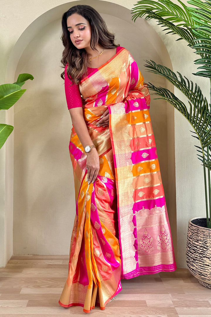 Multicolor Banarasi Satin Silk Saree