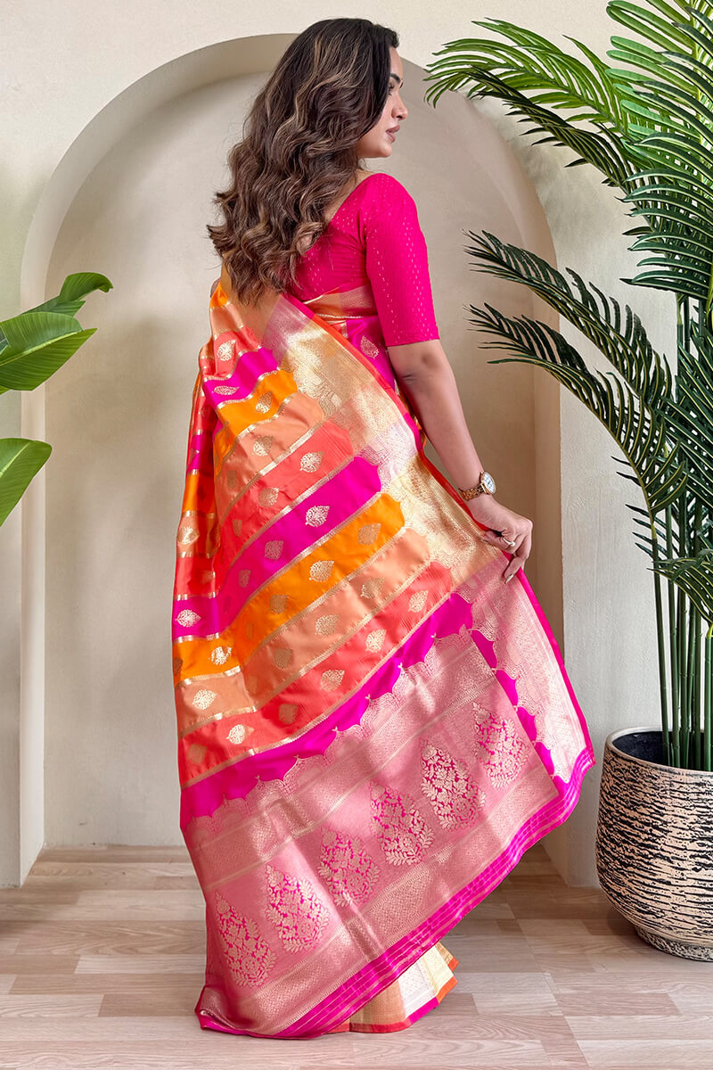 Multicolor Banarasi Satin Silk Saree