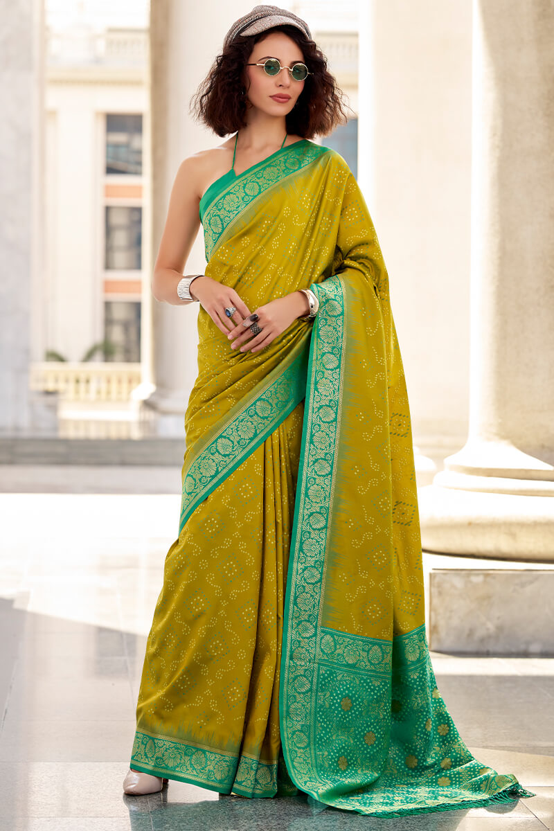 Mustard Yellow Banarasi Soft Silk Saree