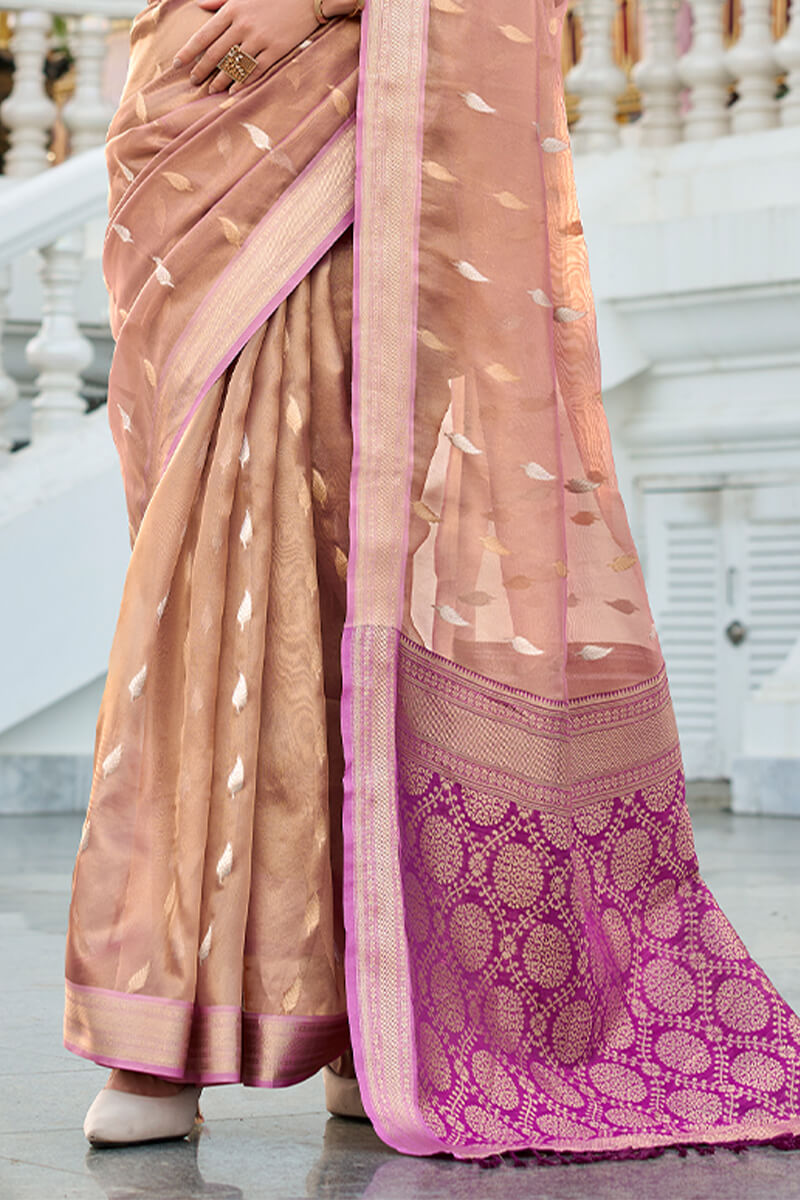 Oriental Pink Tissue Silk Saree