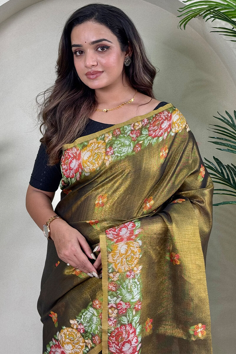 Otter Brown Tissue Silk Saree