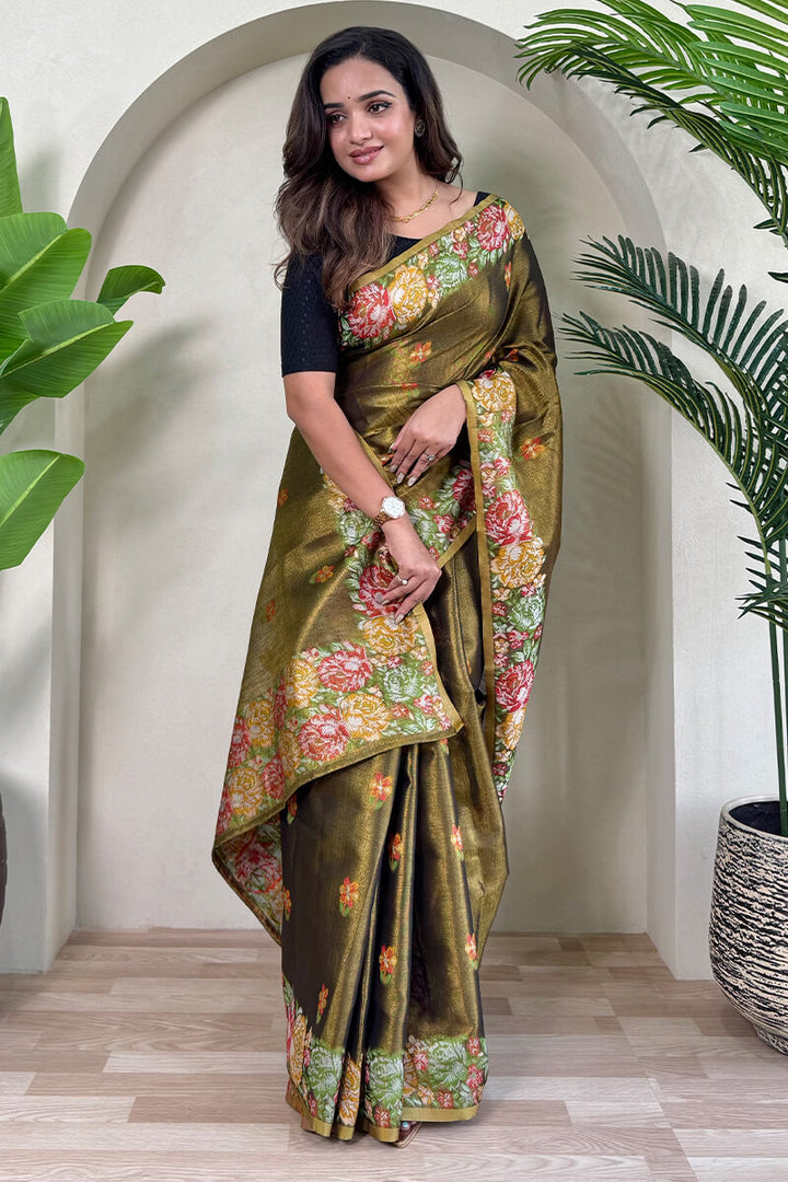 Otter Brown Tissue Silk Saree