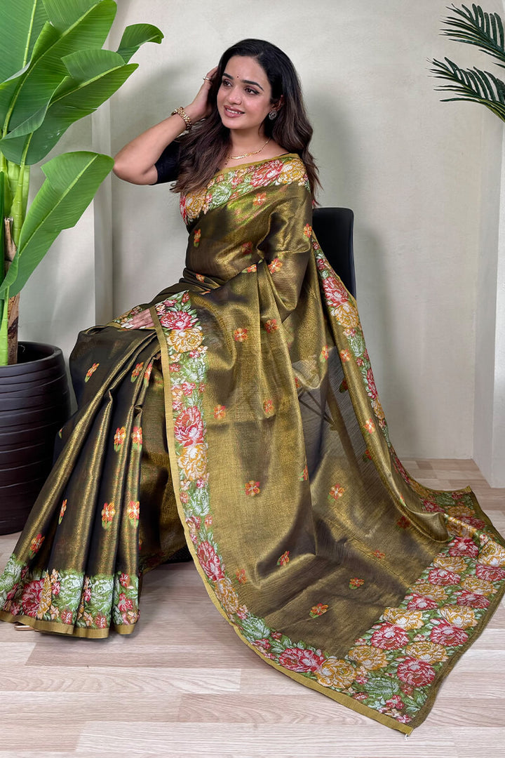Otter Brown Tissue Silk Saree