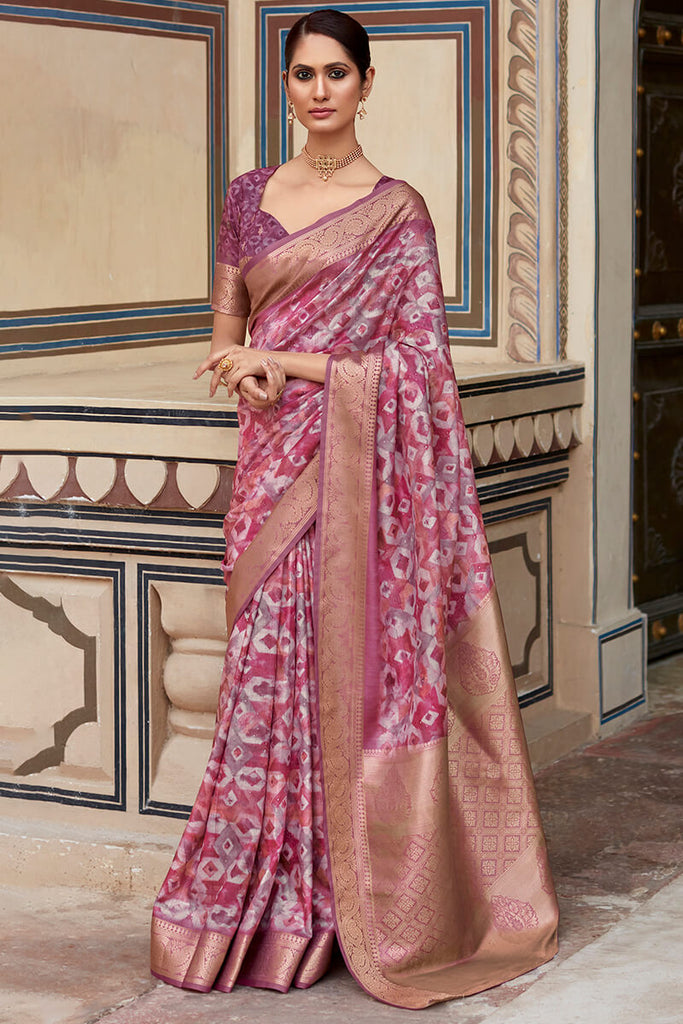 Pansy Purple Printed Soft Silk Saree