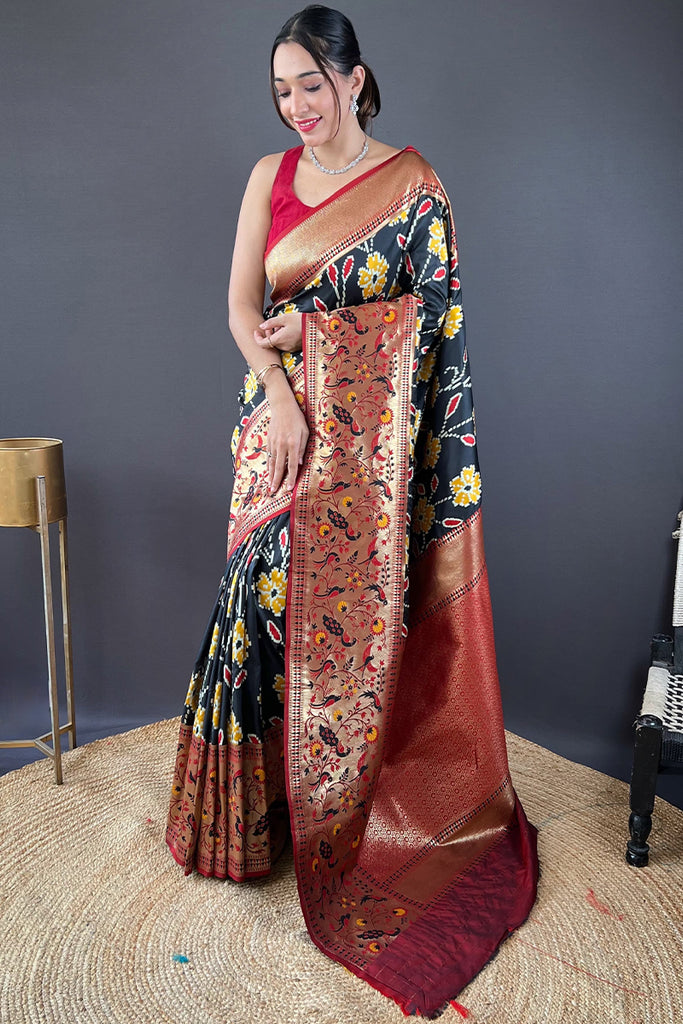 Pearl Black Soft Paithni silk saree