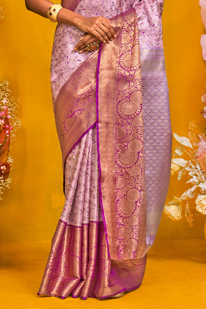 Pearl Lavender Kanjivaram Silk Saree