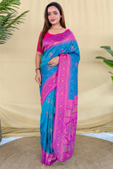 Persian Blue Banarasi Silk Saree