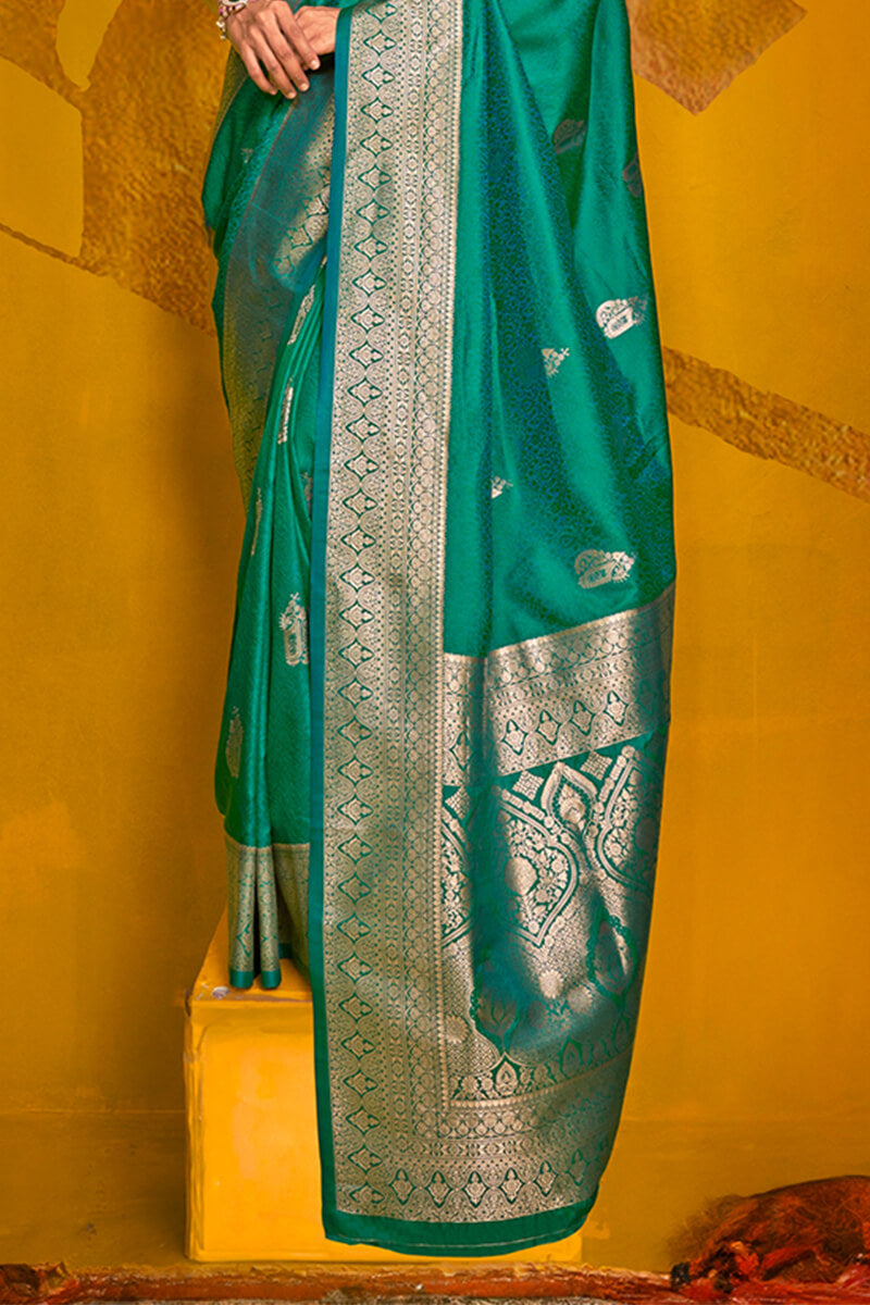 Pine Green Two tone Banarasi Silk Saree