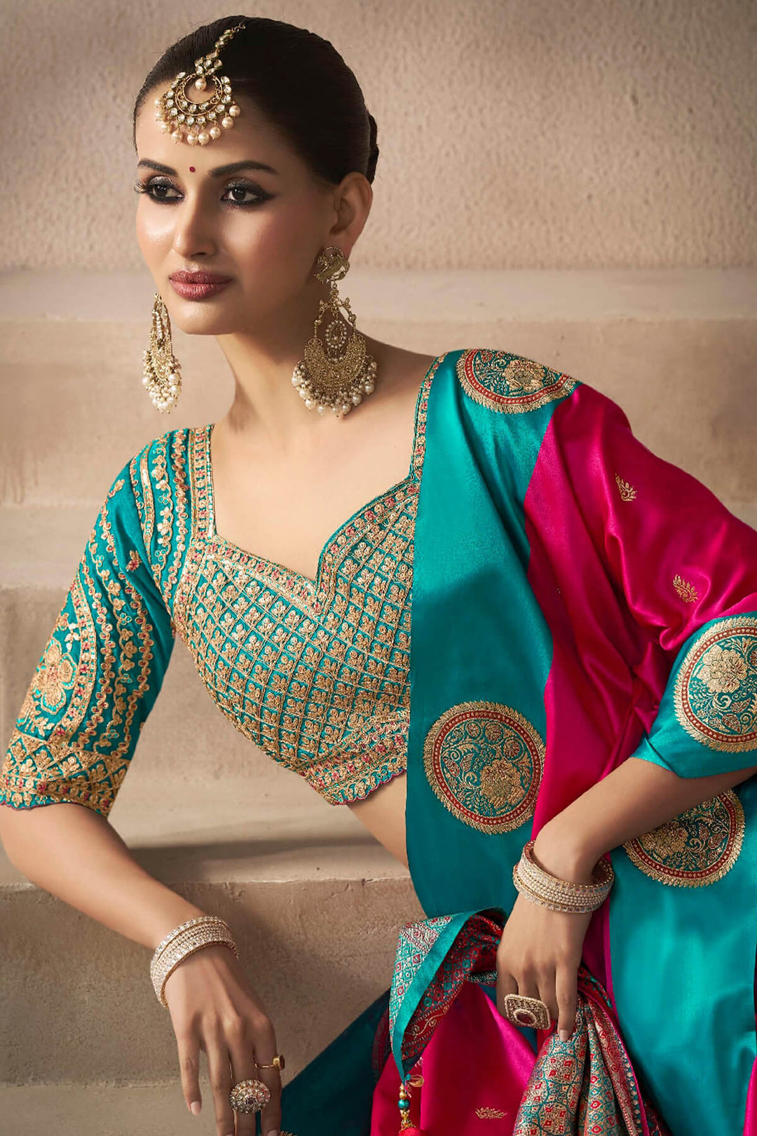 Raspberry Pink Zari Woven Satin Silk Saree With Heavy Embroidery Blouse Piece