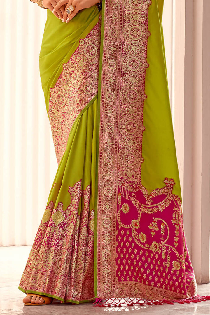 Salad Green Zari Woven Soft Banarasi Silk Saree