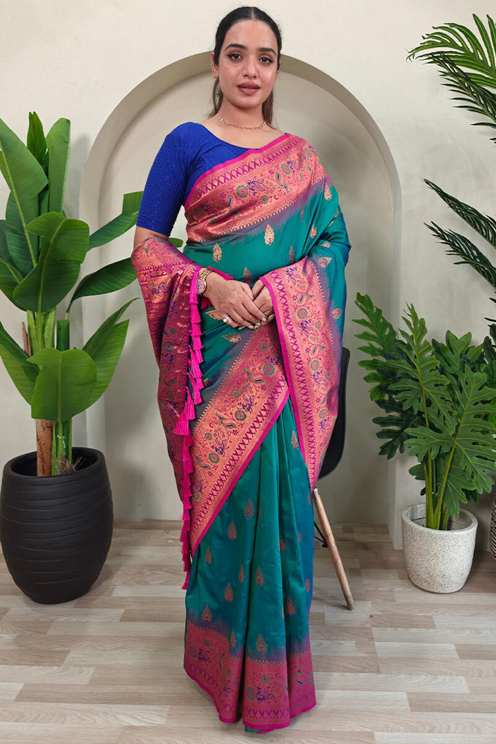 Spark Green Zari Woven Banarasi Silk Saree