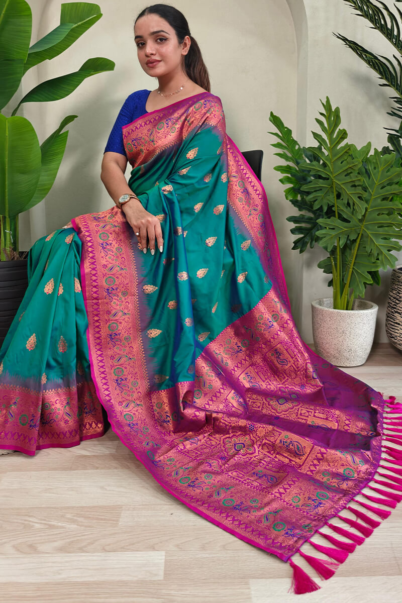 Spark Green Zari Woven Banarasi Silk Saree