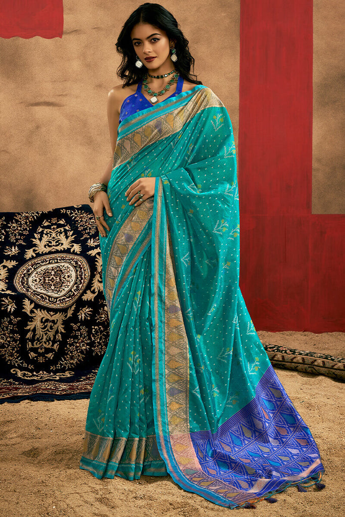 Surfie Green Patola Silk Saree