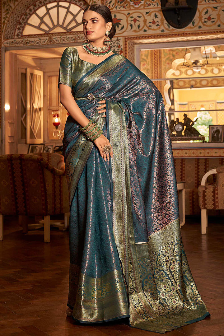 Timber Green Kanjivaram Silk Saree