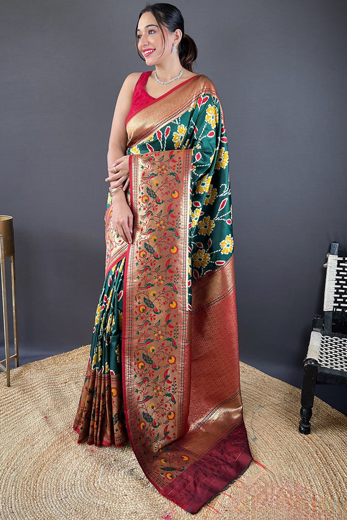 Timber Green Soft Paithni silk saree