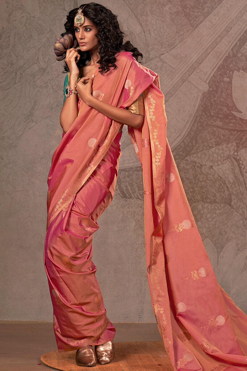 Tulip Pink Banarasi Two Tone Silk Saree