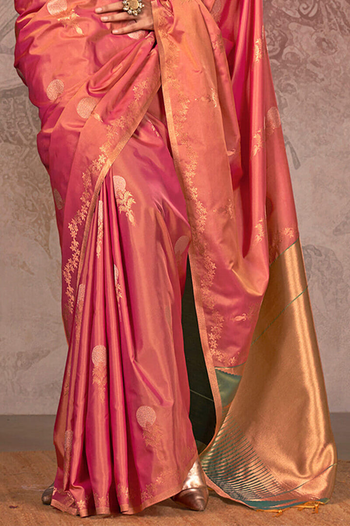 Tulip Pink Banarasi Two Tone Silk Saree