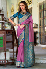 Tulip Pink Soft Silk Saree