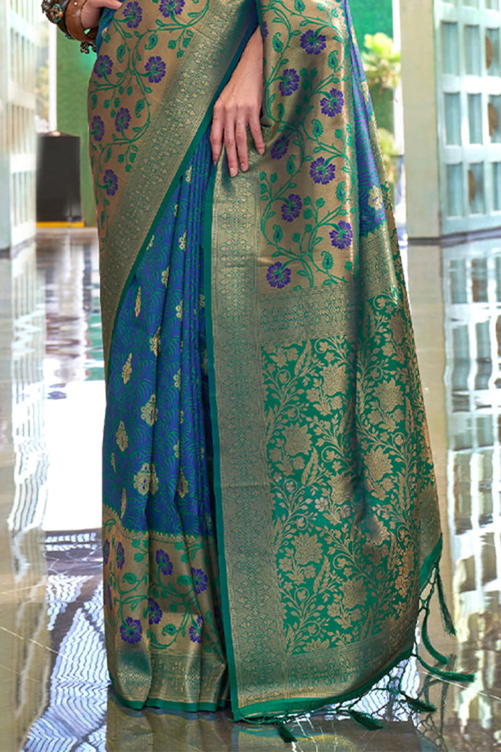 Venice Blue South Silk Saree