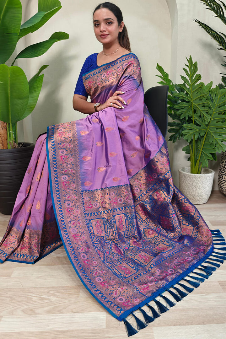 Verbena Lavender Zari Woven Banarasi Silk Saree