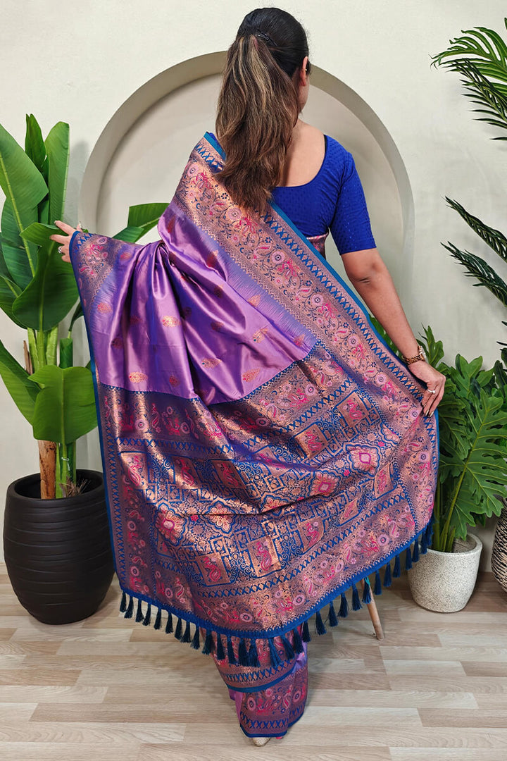 Verbena Lavender Zari Woven Banarasi Silk Saree
