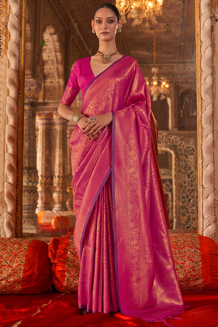 Vivid Pink Kanjivaram Saree